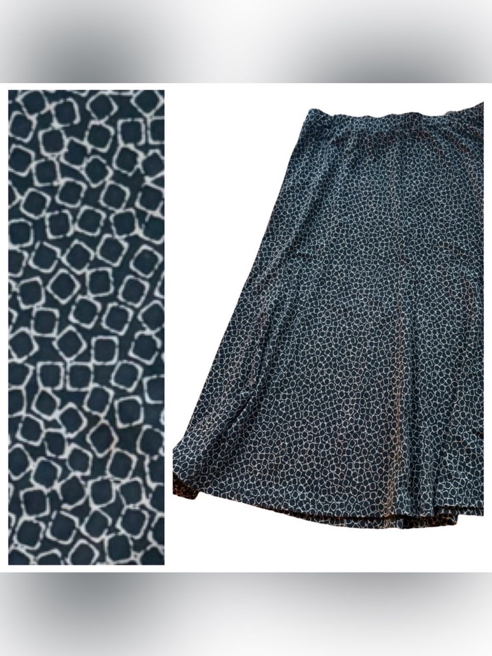 TravelSmith Black Taupe Organic Square Patterned Skirt Size Sm/Med (4)